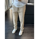 Мужские белые летние легкие и тонкие дышащие штаны для отдыха, свободный прямой крой