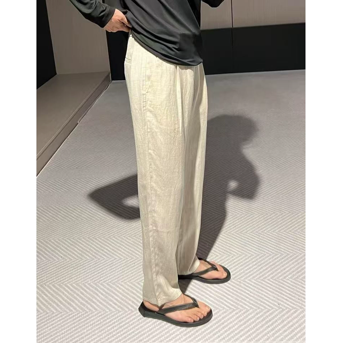 Летние тонкие loose trousers для отдыха, свободный прямой крой