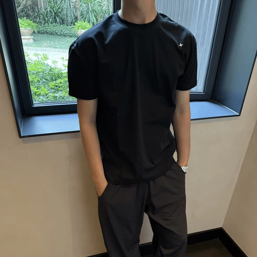 Трендовая черная футболка с коротким рукавом, с вышивкой, в американском стиле