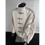 Синий и белый сплайсированная трехсторонняя воротничная куртка для мужчин в весной моде Новая китайская пряжка высокого класса Tank Top Top