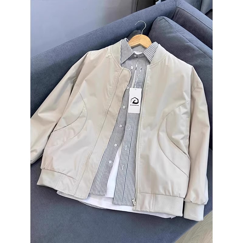 American-Style Short Flight Jacket for Men, Autumn Outfit, Mature Casual Style, Korean-Style Top, Couple's Outfit, Stand-Collar Baseball Jacket American-Style Short Flight Jacket for Men, Autumn Outfit, Mature Casual Style, Korean-Style Top, Couple's Outfit, Stand-Collar Baseball Jacket