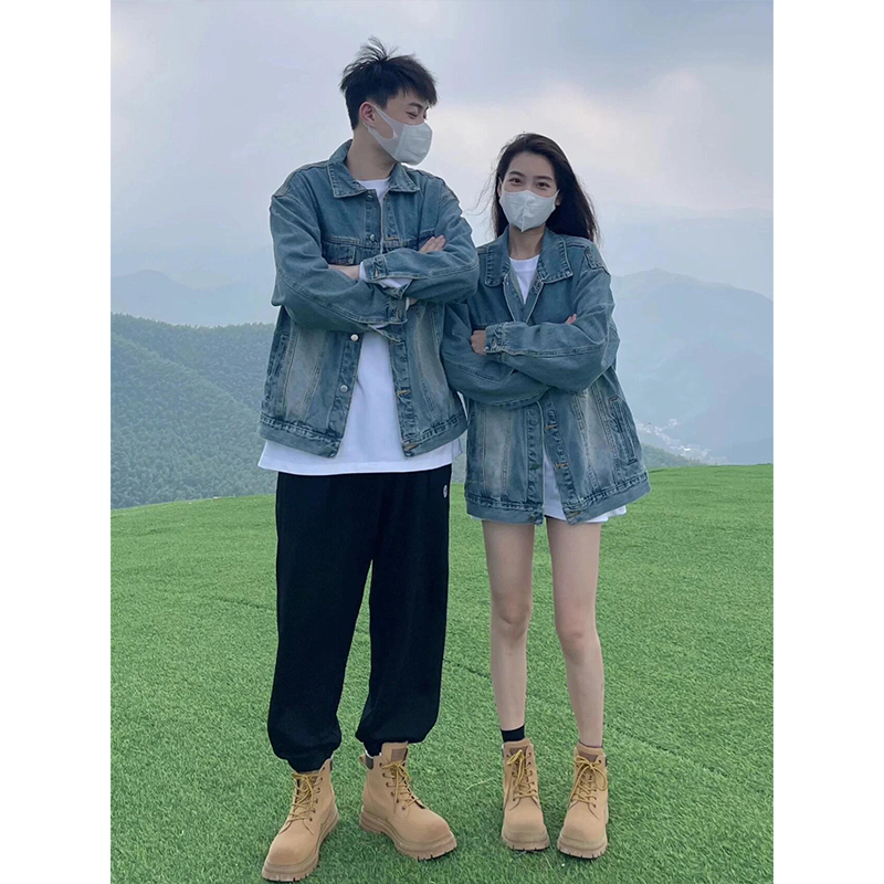 Retro Blue Denim Jacket for Men and Women 2025 Spring & Fall Trendy Brand Washed Couple Jacket Top Denim Jacket