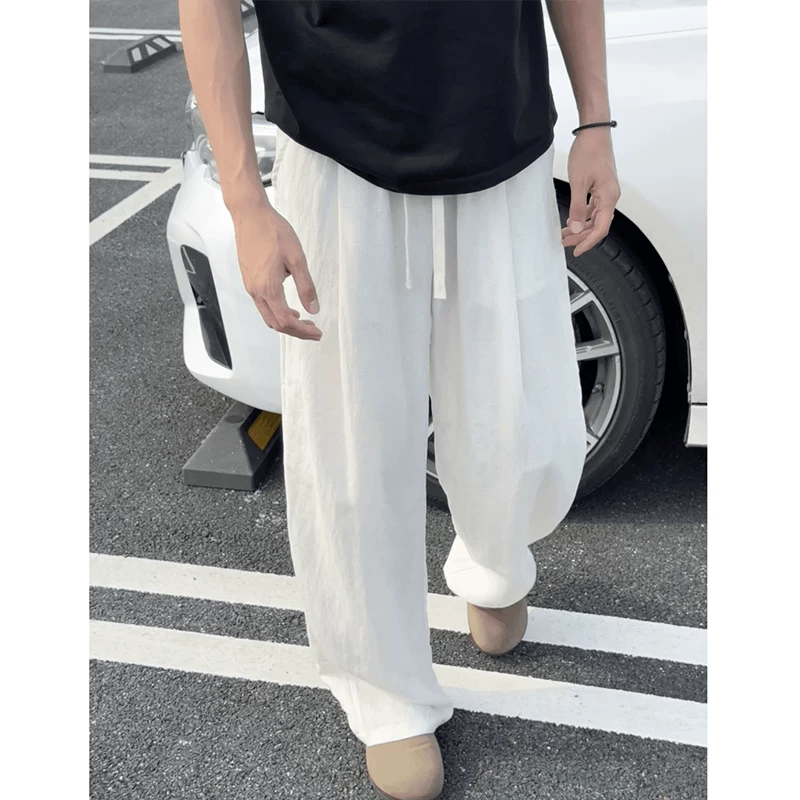 Summer thin white trousers, cotton and linen