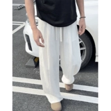 Летние тонкие белые штаны для отдыха, из хлопка и льна, свободный прямой крой