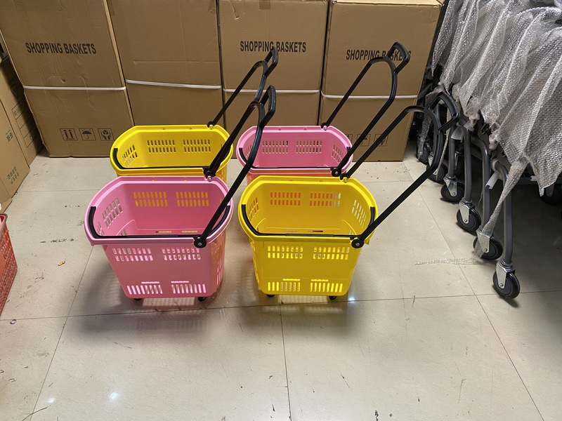 Colorful Trendy Supermarket Shopping Basket with Handle, Suitable for Mall Snack Shops, Accessory Stores, and Claw Machine Stores, Large Size Basket with Handle