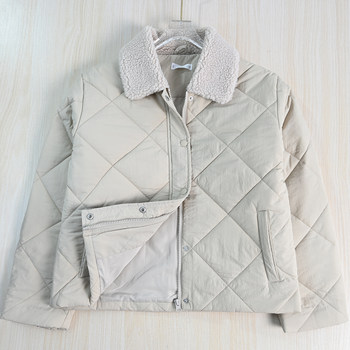 Quilted plush lapel short casual cotton coat Quilted plush lapel short casual cotton coat