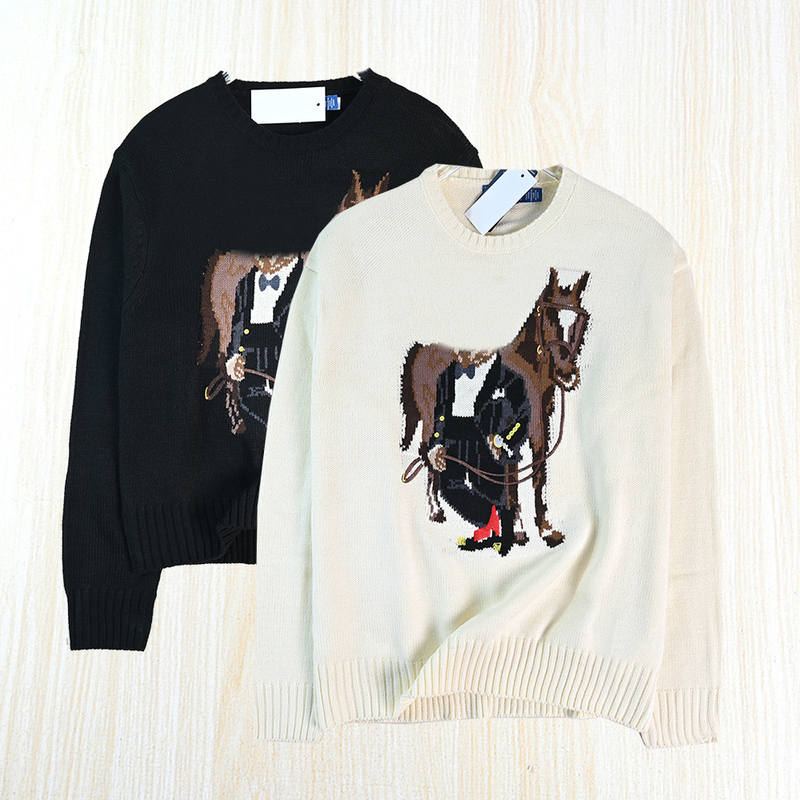Siqi Women's Clothing 261/26 American Yarn-Dyed Embroidered Cartoon Pattern Round Neck Casual Long-Sleeved Sweater Siqi Women's Clothing 261/26 American Yarn-Dyed Embroidered Cartoon Pattern Round Neck Casual Long-Sleeved Sweater
