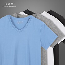 Kassenland short sleeve T-shirt mens body Modale cotton pure color ice silk blouse V collar half sleeve undershirt Summer thin