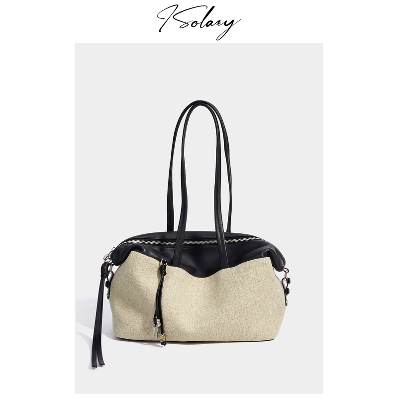 Isolazy/ "Pinbai" Niche Bag Exhibition Limited Edition First-Layer Cowhide Cotton and Linen Spring/Summer Shoulder Bag Crossbody Bag Isolazy/ "Pinbai" Niche Bag Exhibition Limited Edition First-Layer Cowhide Cotton and Linen Spring/Summer Shoulder Bag Crossbody Bag