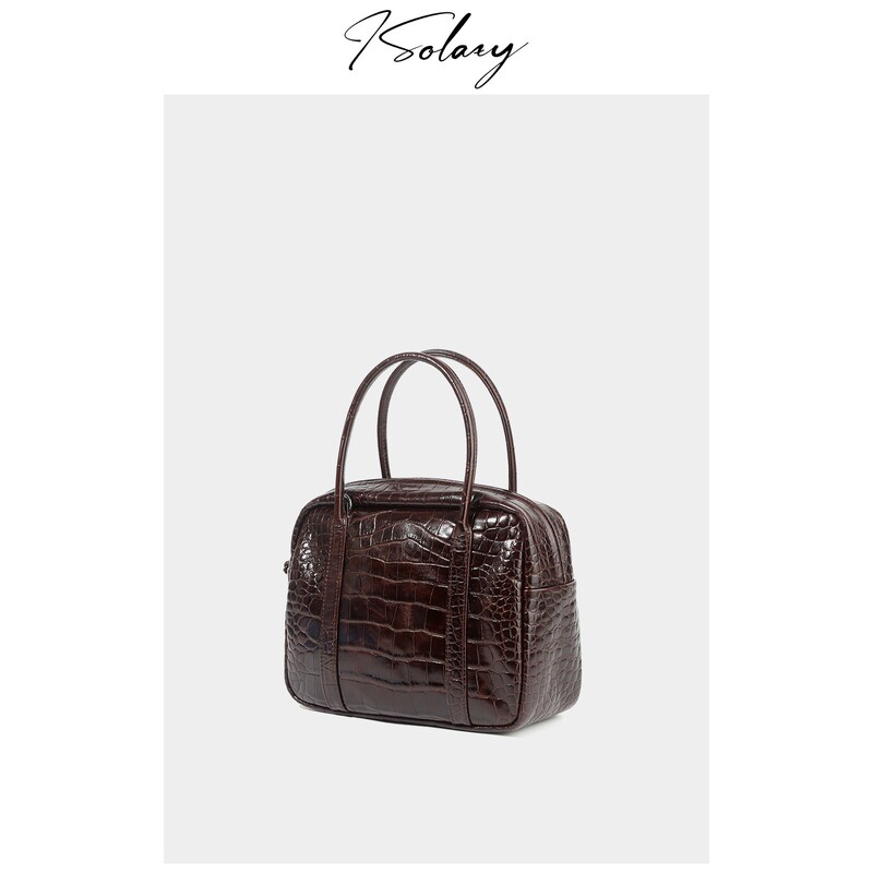 Isolazy/ "Tuscany" Original Handmade Crocodile Series Inner Lining Sheepskin Handbag Crossbody Small Square Bag
