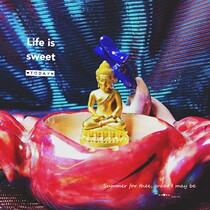 Muzhen Buddhist Plaque Thai Feature Flowers Blooming and Falling Are Scenery Huang Jiajing Round Version Bell Pharmacist Small Ornament