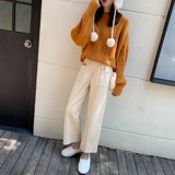 Шерстяные демисезонные штаны, 2019, высокая талия, оверсайз, увеличенная толщина, свободный прямой крой