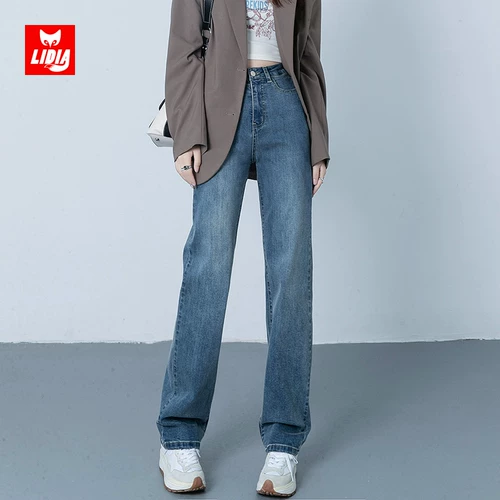 Джинсы, штаны, высокая талия, свободный прямой крой