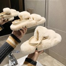 Mao Mao slippers women wear autumn and winter 2021 New Net red tripping belt Joker fashion simple thick sole flat shoes