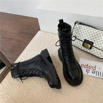 Thick soled Knight boots 2021 New Martin boots female Spring Autumn Tide ins British black short boots locomotive