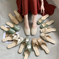 Baotou half slippers women wear 2021 New with Muller shoes Joker lazy single shoes Net red cool drag ins tide