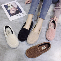 Mao Mao shoes womens autumn and winter 2021 New Net Red Bean shoes women plus velvet flat shoes womens shoes outside wear wild cotton shoes