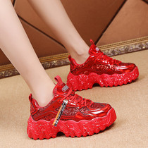 European station father shoes female ins tide 2021 spring new net red super fire rhinestone bright face Sports pine shoes