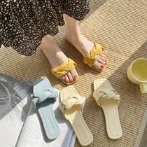 Fairy wind bow Net red slippers female 2021 spring and summer new with fashion Joker outside wear sandals trendy shoes