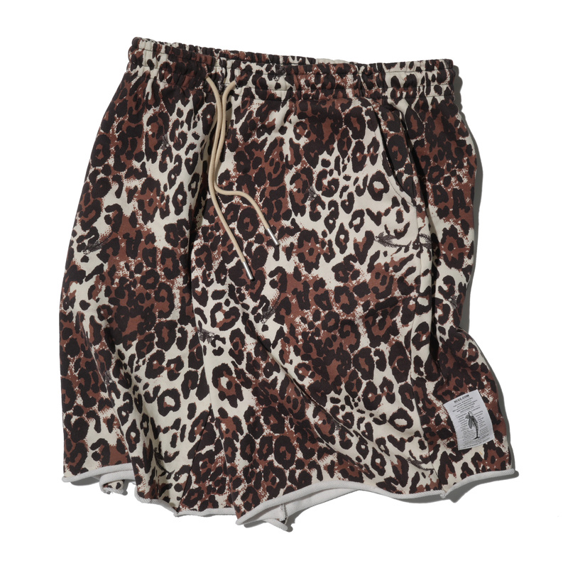 Xccc Fishbone Fishbone Terry Bottom 420g Pure Cotton Loose Casual Versatile Relaxed Stretch Drawstring Leopard Print Shorts