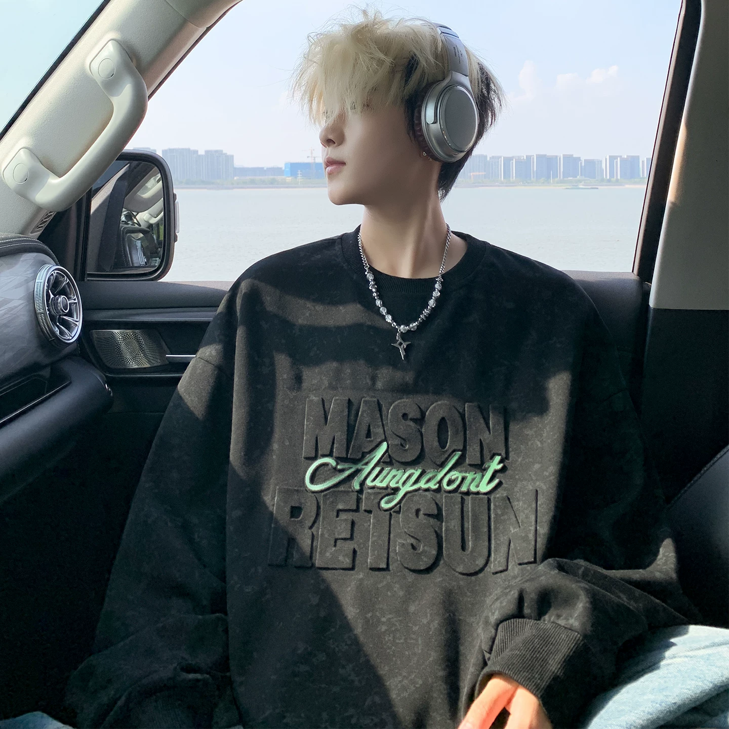 Long-sleeve, sweatshirt, demi-season couple clothing for men and women, jacket, oversize, for beloved, for teenagers