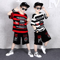 Child costume boy summer suit handsome striped short sleeve Two sets of tide for the new Chinese and Chinese children's sports in summer 2022