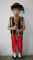  Ethnic minority childrens male Yi clothing Childrens sleeveless dance performance clothing Gourd silk stage performance clothing