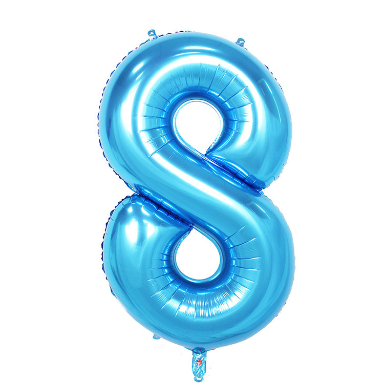 Blue & Blue 8children One year old adult birthday arrangement Decorative articles 32 inch Aluminum film number balloon Cartoon originality party decorate