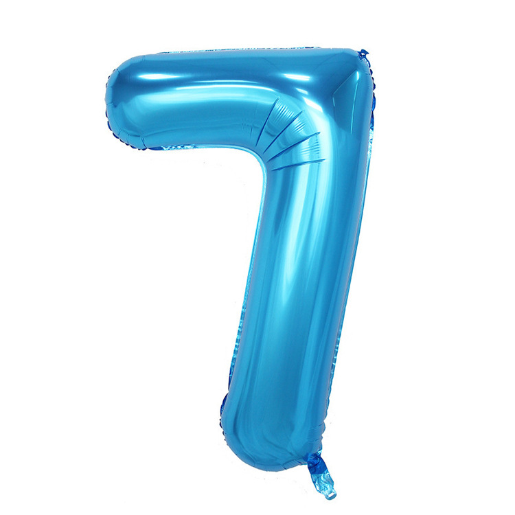 Lake Blue & Blue 7children One year old adult birthday arrangement Decorative articles 32 inch Aluminum film number balloon Cartoon originality party decorate