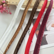 Autumn Winter new 1 2 cm wide coffee color brown plush edge little fragrant wind lace accessories Diy clothing press side strips