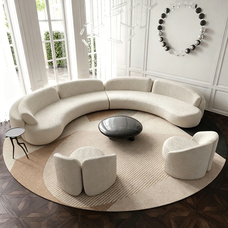 Italian-Style Minimalist Curved Sofa for Living Room, Modern Simple Designer Beauty Salon Rest Area Reception Sofa