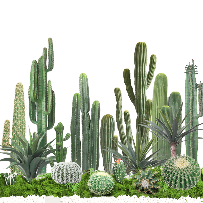Nordic Large Artificial Cactus Columnar Plant Potted Tropical Fake Plant Cactus Landscaping Decorative Bonsai Floor-Standing