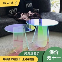 Nordic colorful coffee table small apartment ins Net red acrylic gradient table side fashion sofa corner few