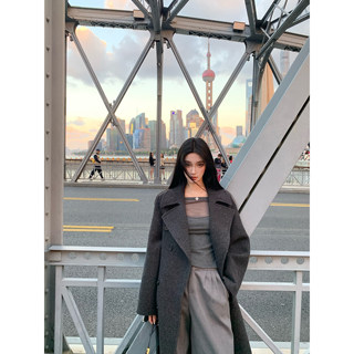 Barb Chill Quilted Wool Coat for Women, Winter Petite Woolen Lapel Coat, Long Style