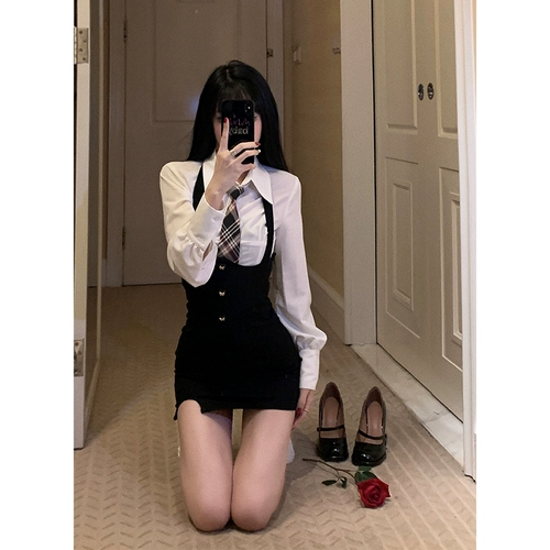 Подтяжки, весеннее трикотажное платье, 2023, в корейском стиле, с акцентом на бедрах