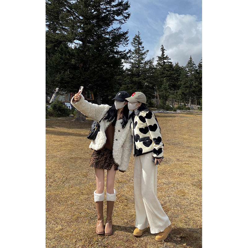 Aunt Barbie Striped knitted wide-leg pants women's spring and autumn thickened casual pants all-match straight-leg pants drape mopping trousers