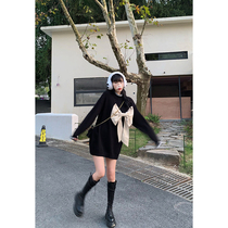 Aunt Barbie Lazy Breeze Sweater Woman Autumn Winter New Design Sensation Butterfly Knot Knit Cardigan With a Long Loose Jacket