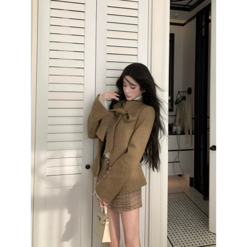 Barb Chill羊毛西装外套毛呢短外套夹棉女冬季老钱风套装新年穿搭