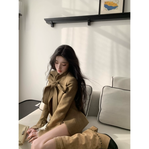 Barb Chill羊毛西装外套毛呢短外套夹棉女冬季老钱风套装新年穿搭