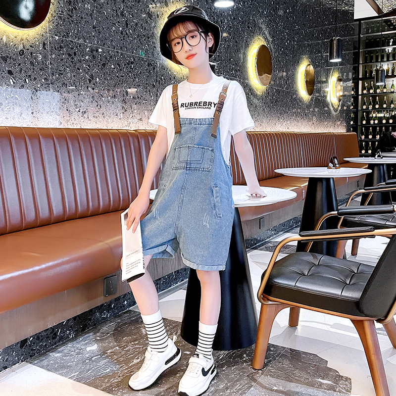 Net Red Girl's Summer Loaded baby bag pants suit 2022 The new CUHK Fairy Girl's Summer Children Two sets