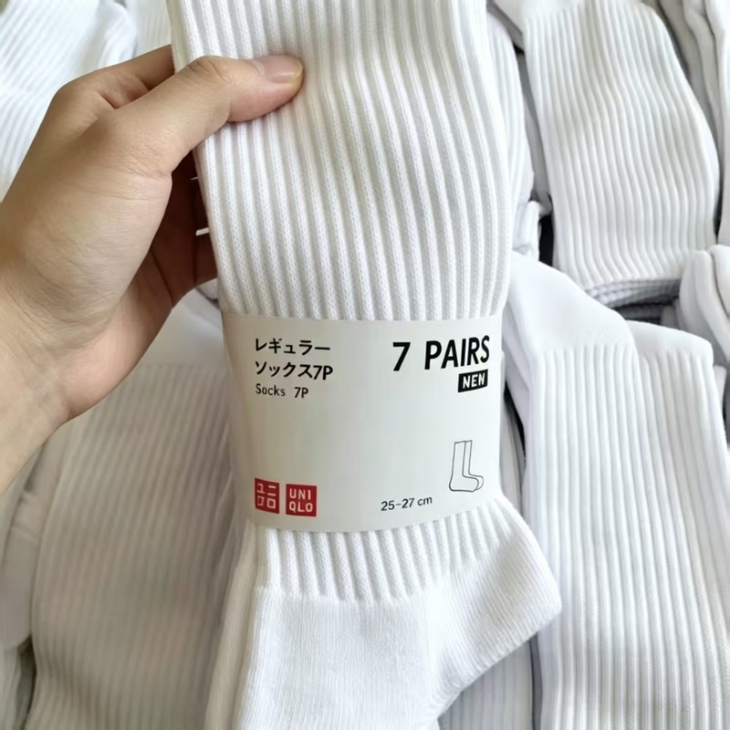 Uniqlo/Uniqlo Men's Socks 7-Pair Pack Pure Cotton Sports Socks Mid-High Tube Sweat-Absorbing Towel Bottom All-Season Use Uniqlo/Uniqlo Men's Socks 7-Pair Pack Pure Cotton Sports Socks Mid-High Tube Sweat-Absorbing Towel Bottom All-Season Use