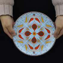 -Trend hanging plate-retro style decorative hanging plate American Nordic dinner plate full hand-painted color pattern