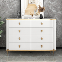 Modern minimalist light luxury rock slab eight-drawer chest of drawers bedroom storage cabinet metal leg storage cabinet living room six-drawer chest of drawers