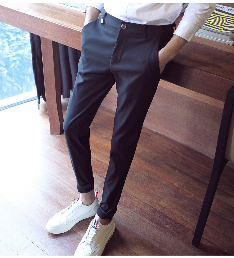 Chín chiếc quần nam mùa xuân 2018 xu hướng mới phiên bản Hàn Quốc của những đôi chân tự nhiên hoang dã diện quần dài mùa hè mỏng manh - Crop Jeans phong cách thời trang nam