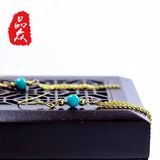 品松 Бирюзовые серьги, длинная инкрустация камня, 2019