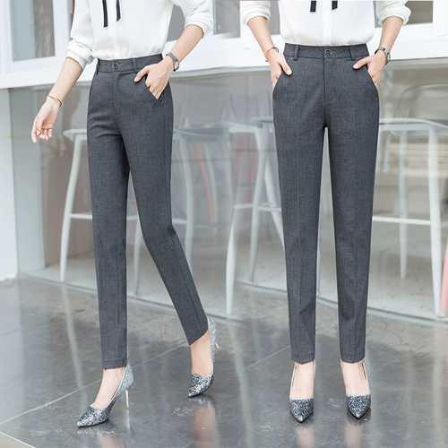 Осенние штаны, осенний пиджак классического кроя, свободный прямой крой, высокая талия, по фигуре