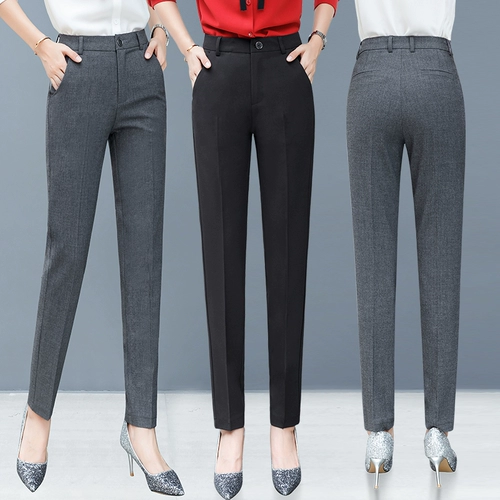 Пиджак классического кроя, осенние черные штаны для отдыха, высокая талия, свободный прямой крой