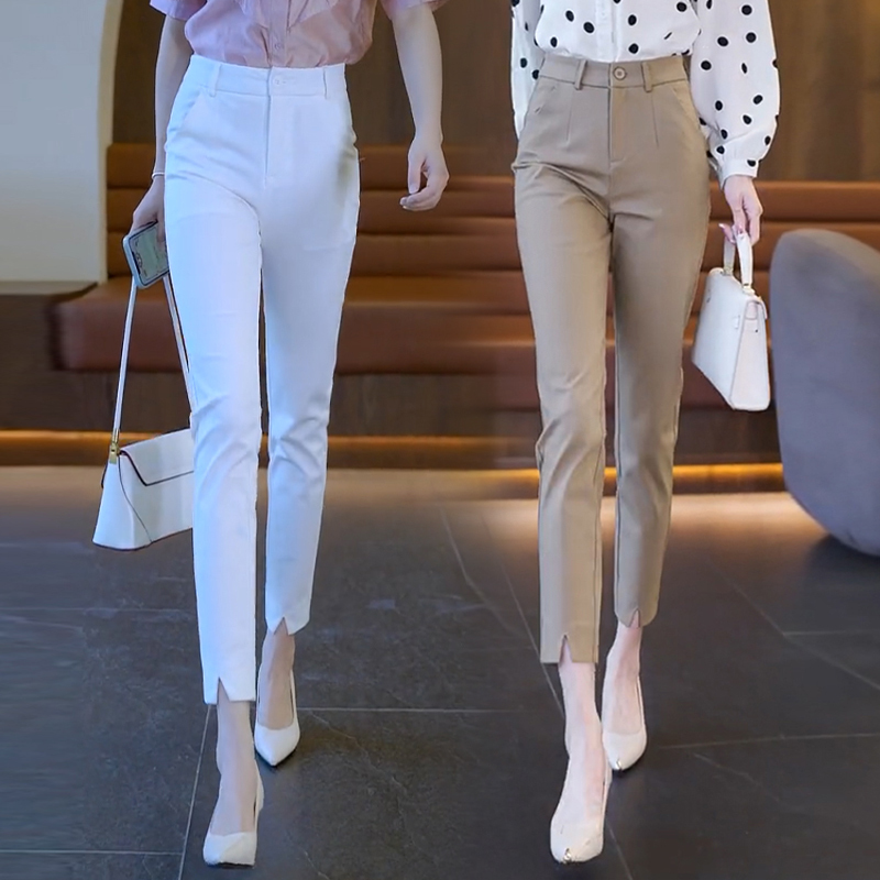 Slit Suit Pants for Petite Women, 2026 Spring/Summer New High-Waisted Slimming Khaki Professional Slim-Fit Cropped Trousers Slit Suit Pants for Petite Women, 2026 Spring/Summer New High-Waisted Slimming Khaki Professional Slim-Fit Cropped Trousers