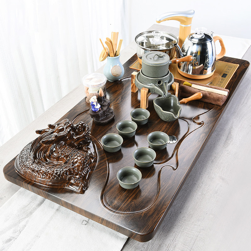 The whole set of Kung Fu tea set side handle teapot Household simple automatic one-piece modern tea tray Tea table Tea ceremony