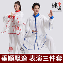 Tai Chi Suit Womens Spring Autumn Season New Printed Taijiquan Costume Mens Martial Arts Performance Service Performance Service Three Suits